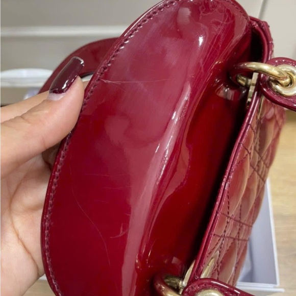 DIOR Mini Lady Dior Bag Cherry Red Patent Cannage Calfskin - Picture 11 of 11